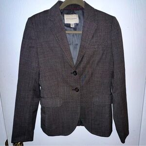 Banana Republic Charcoal Grid Fitted Sz 4 Wool Blazer